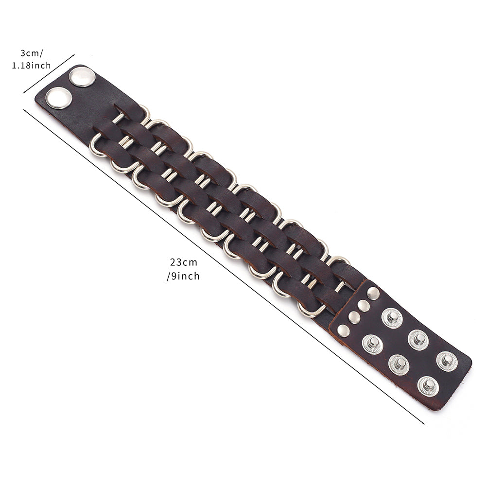 Classic Style Handmade O-Shape Bracelet With Leather Rope Wristband, Suitable For Adults