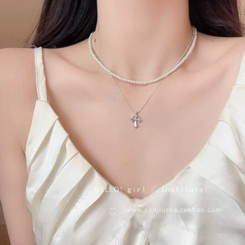 Heart Shape Double Layer Necklace For Women Featuring Hammered Silver Alloy With Electroplated Copper Pendant