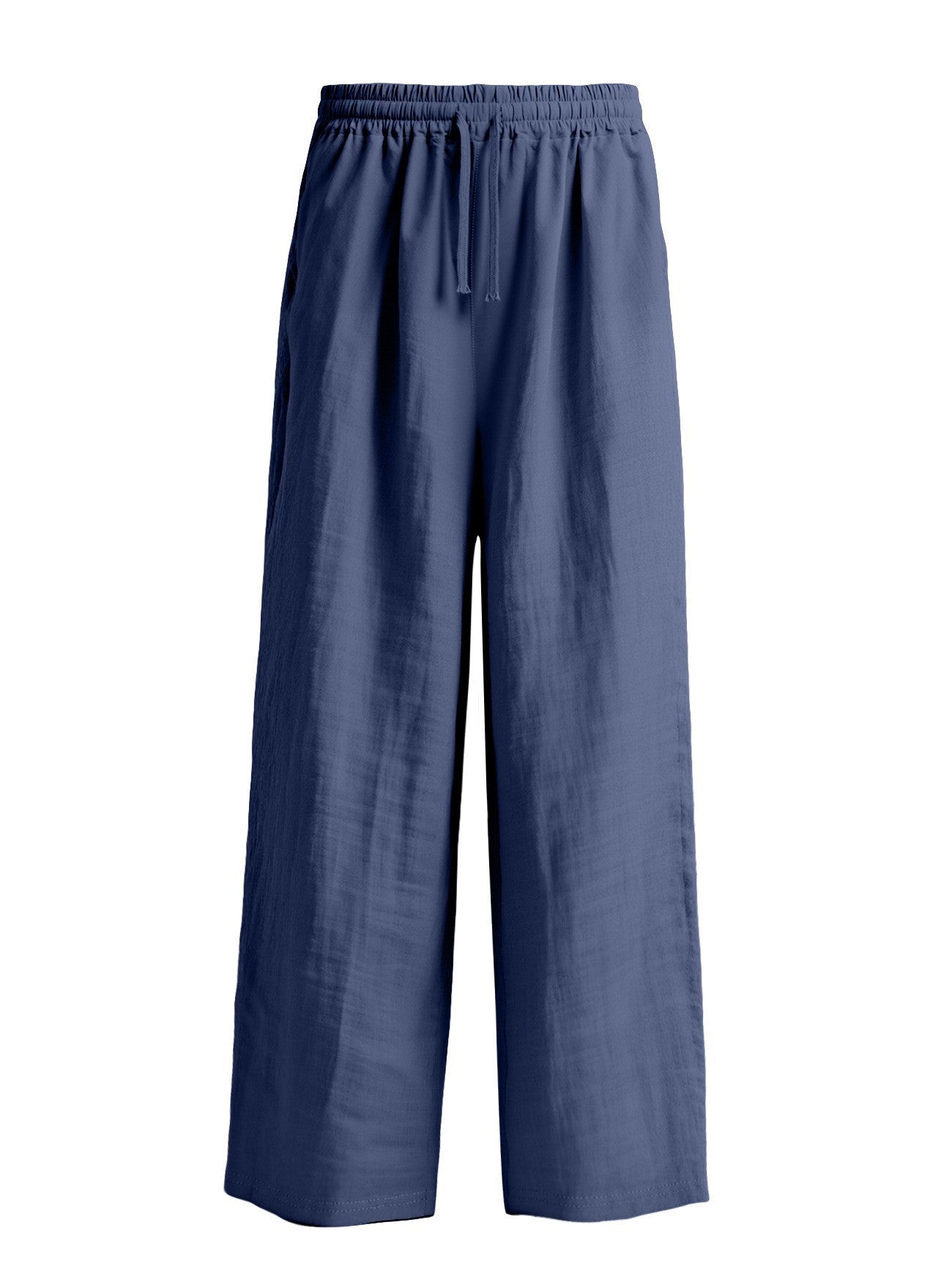 Men's Casual Solid Color Linen Straight Full Length Pants For Everyday Wear