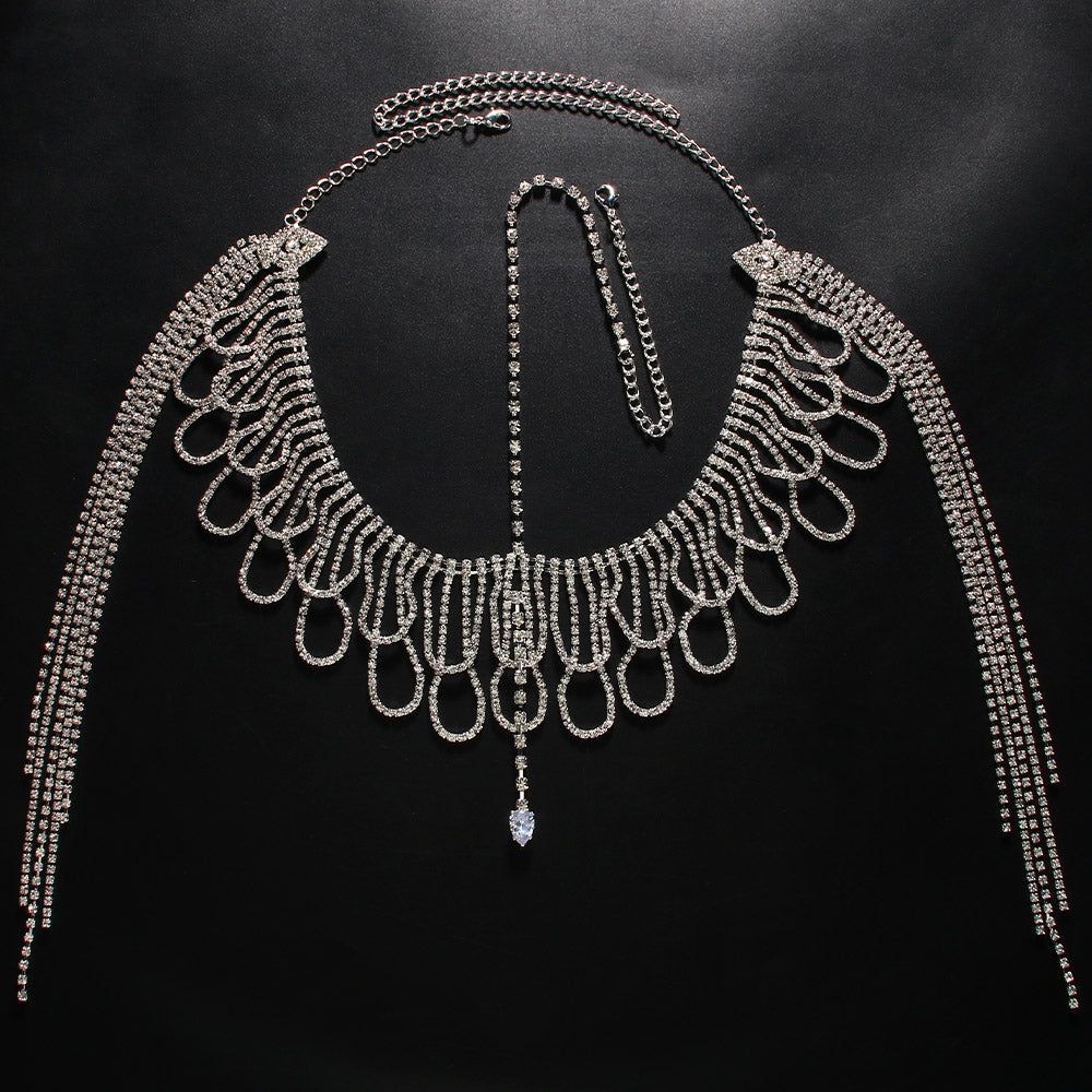 Bohemian Geometric Hair Chain For Women In Alloy With Rhinestone Inlay, Stylish Headband Accessory
