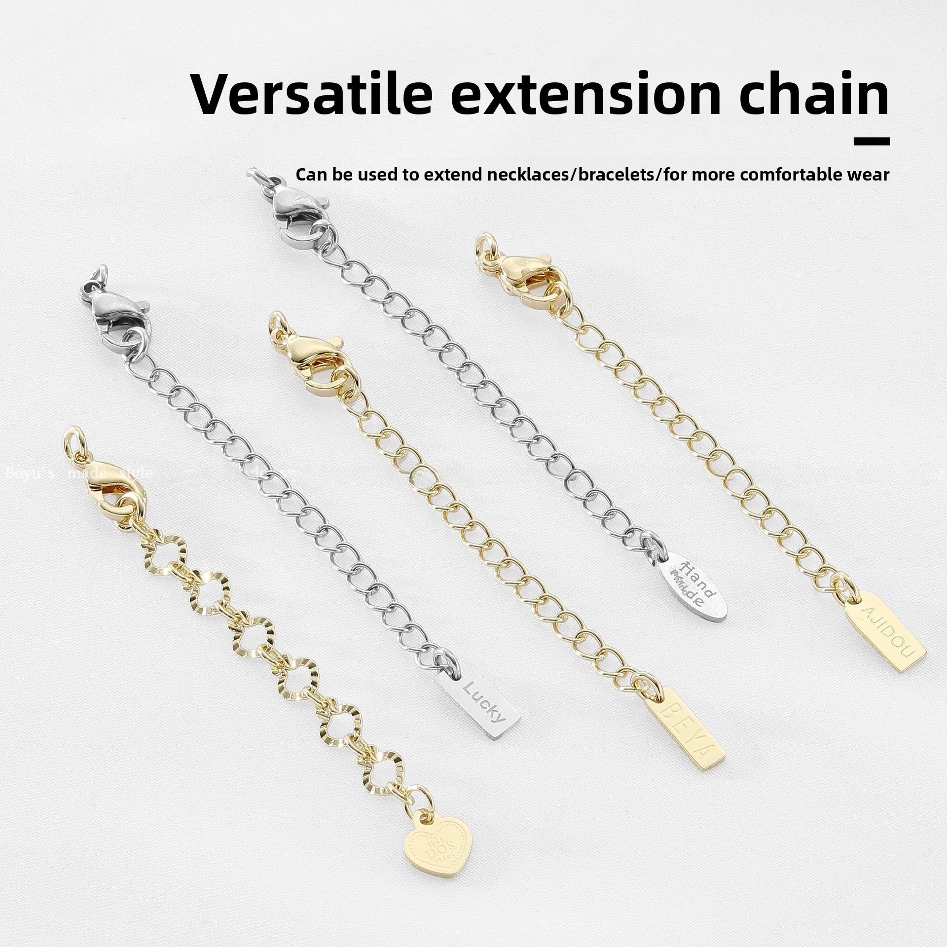 14k Gold Filled Extension Chain With Lobster Trigger Clasp Closure, Electroplated, Featuring Lines Pattern, 1 Piece