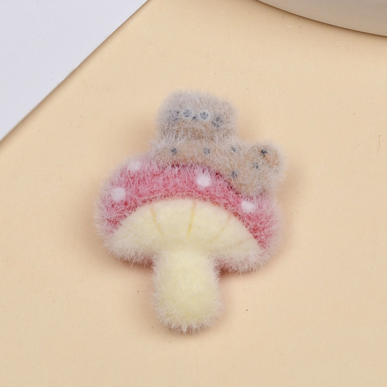 Cute Mushroom Resin Pendant With Flocking Technique, Jewelry Accessories