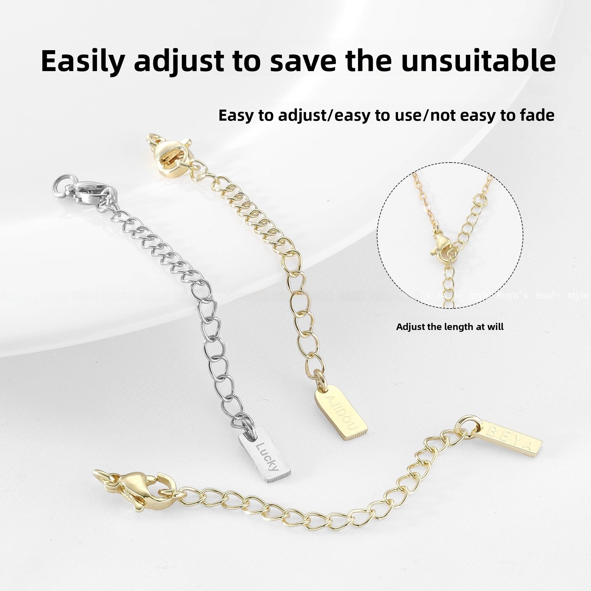 14k Gold Filled Extension Chain With Lobster Trigger Clasp Closure, Electroplated, Featuring Lines Pattern, 1 Piece