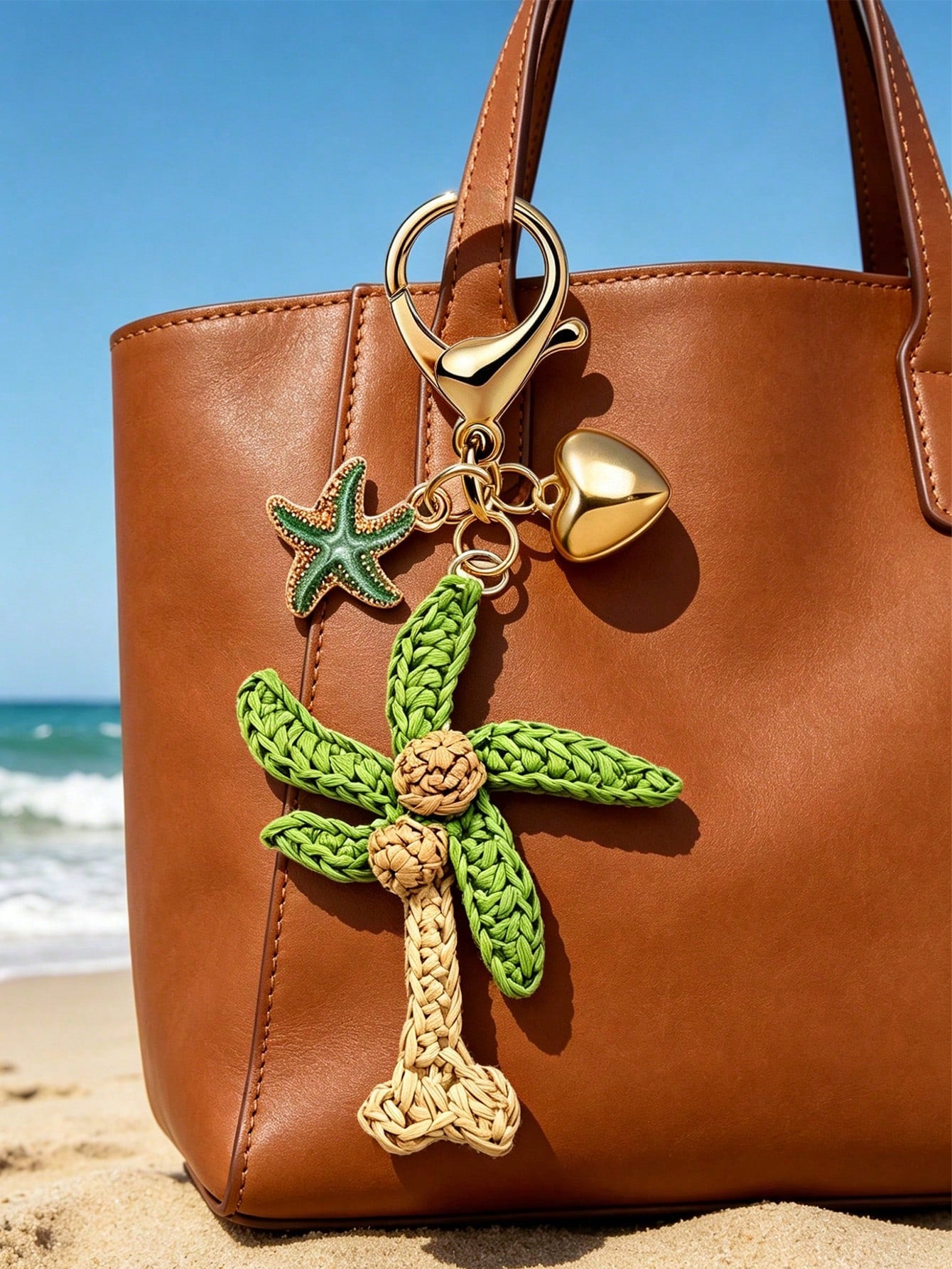 Beach Style Tree Bag Charm Made Of Durable Alloy, Perfect Bag Pendant Accessory