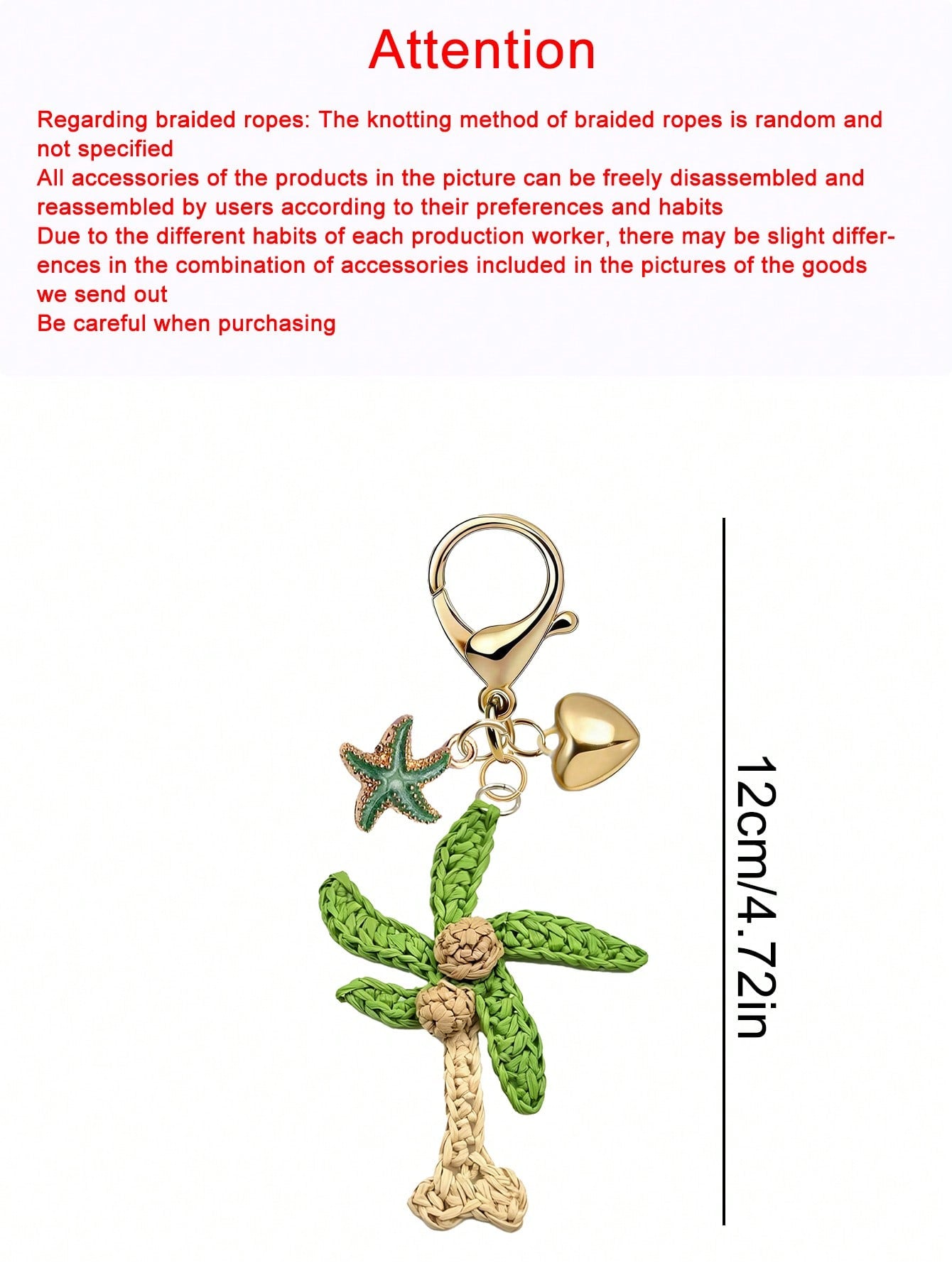 Beach Style Tree Bag Charm Made Of Durable Alloy, Perfect Bag Pendant Accessory