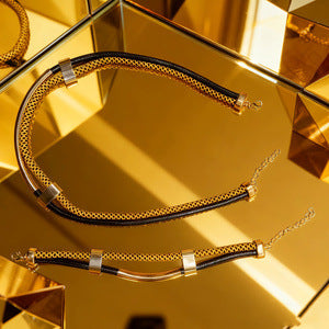 Luxurious Gold U Shape Braid Rope Choker Necklace With Woven Chain For Women