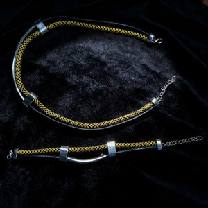 Luxurious Gold U Shape Braid Rope Choker Necklace With Woven Chain For Women