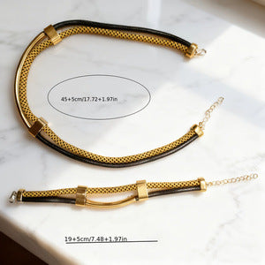 Luxurious Gold U Shape Braid Rope Choker Necklace With Woven Chain For Women