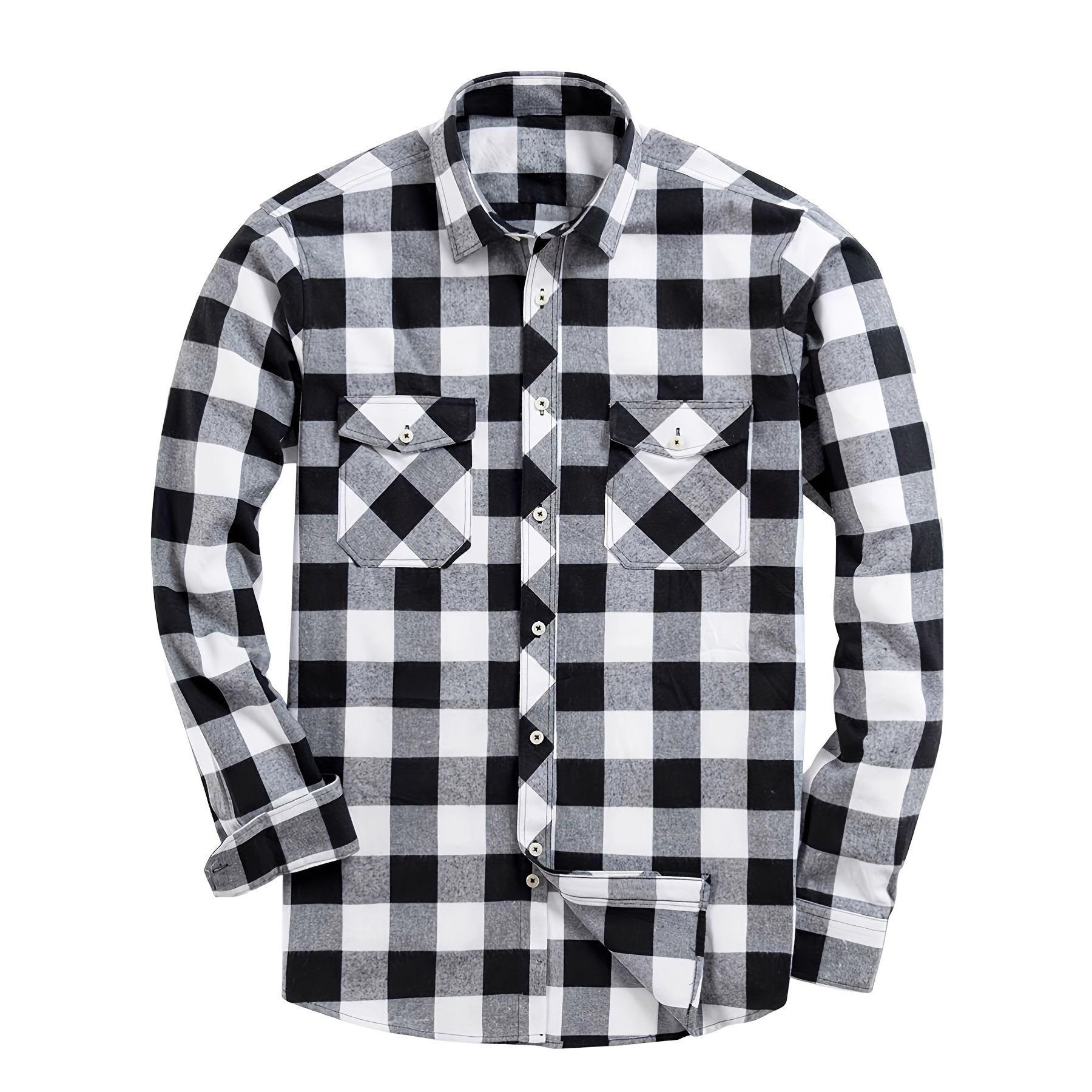 British Style Plaid Short Sleeve Polyester Blouse With Placket For Men