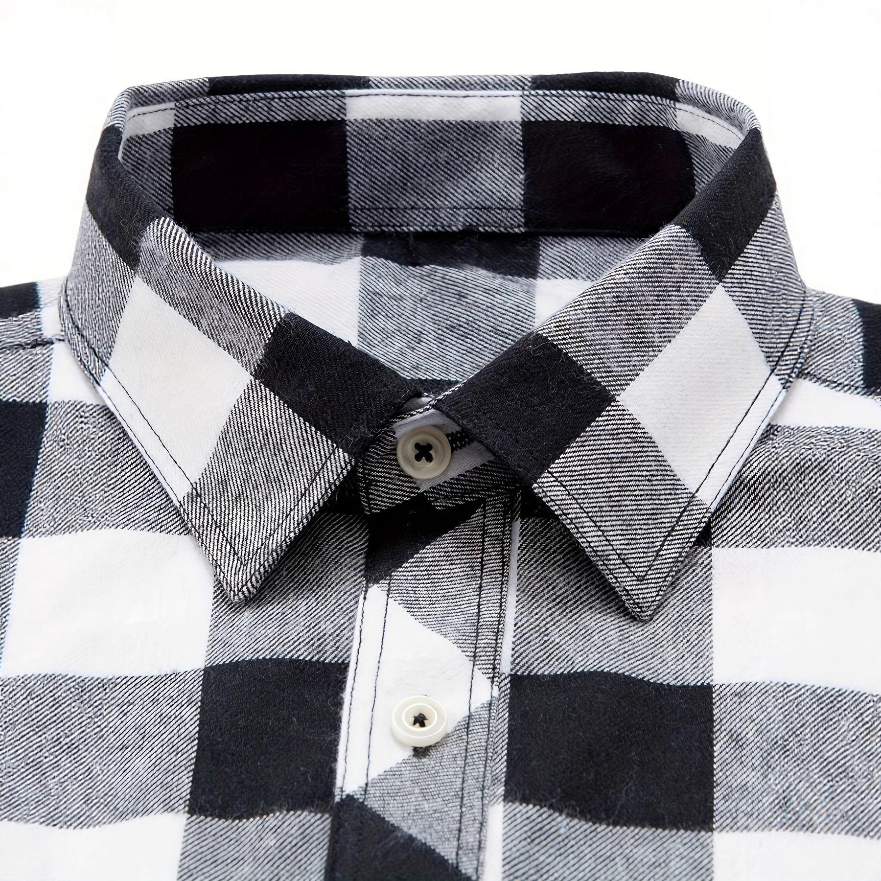 British Style Plaid Short Sleeve Polyester Blouse With Placket For Men