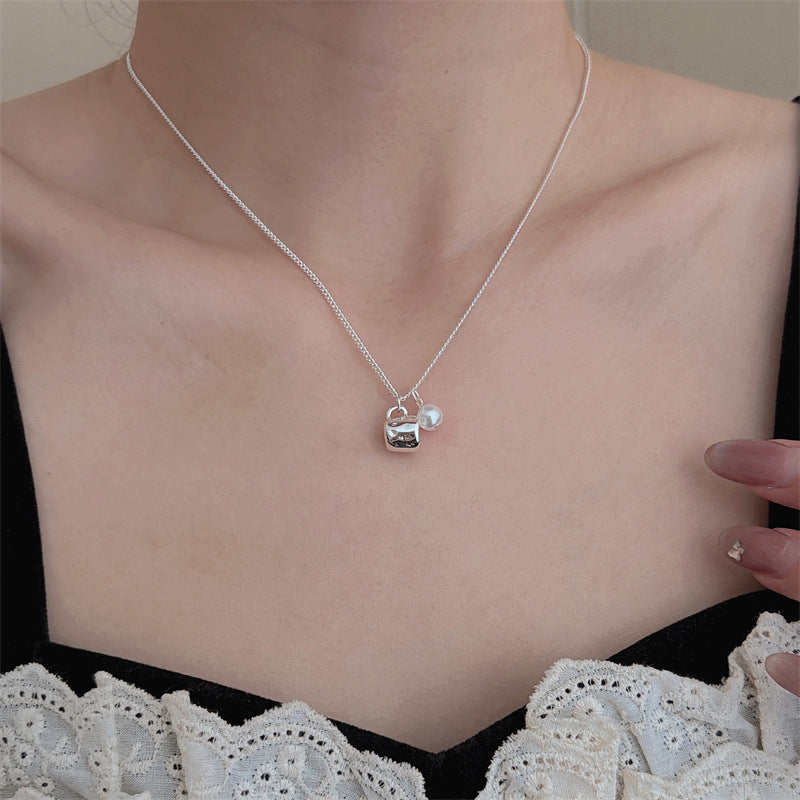 Cup Necklace For Women With Electroplated Metal Pendant In White And Blue, Featuring Micro Super Whisper Thin Chain