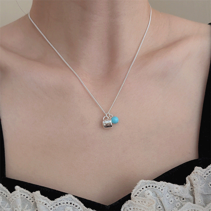 Cup Necklace For Women With Electroplated Metal Pendant In White And Blue, Featuring Micro Super Whisper Thin Chain