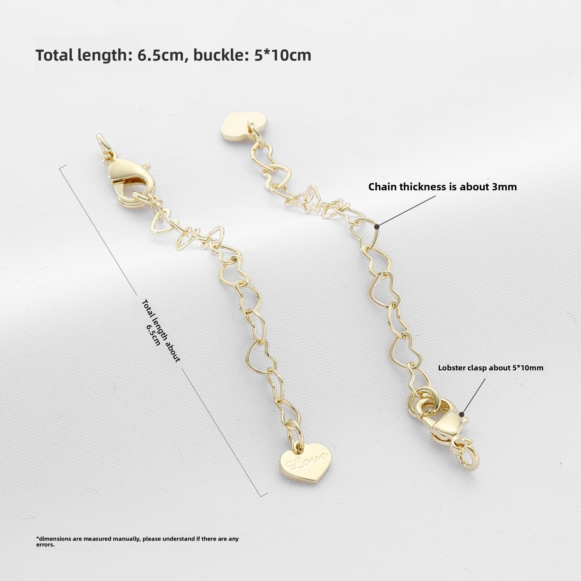 14k Gold Filled Extension Chain With Lobster Trigger Clasp Closure, Electroplated, Featuring Lines Pattern, 1 Piece