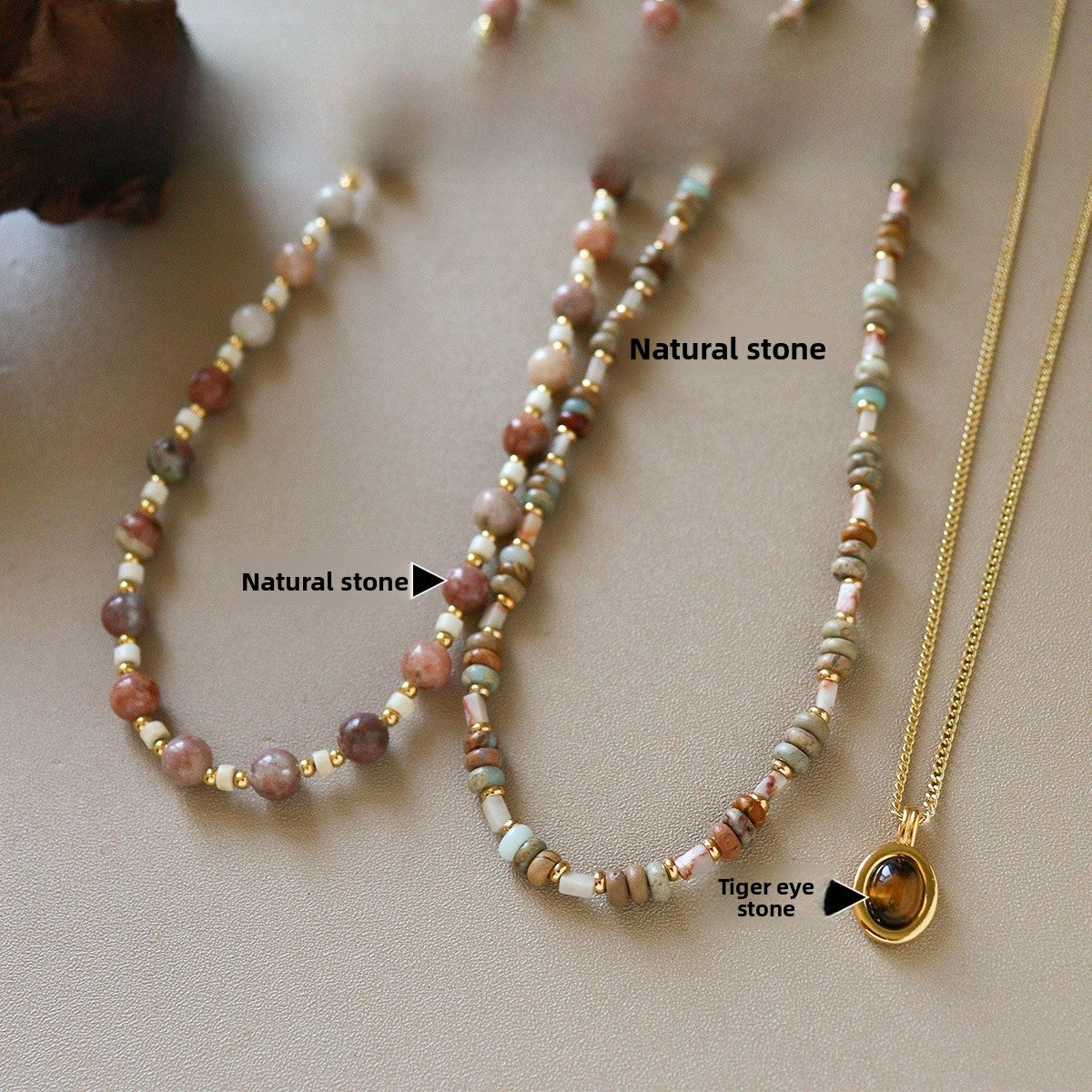 Bohemian Unisex Beaded Necklace With Copper Pendant And Colourful Beads On Beaded Chain