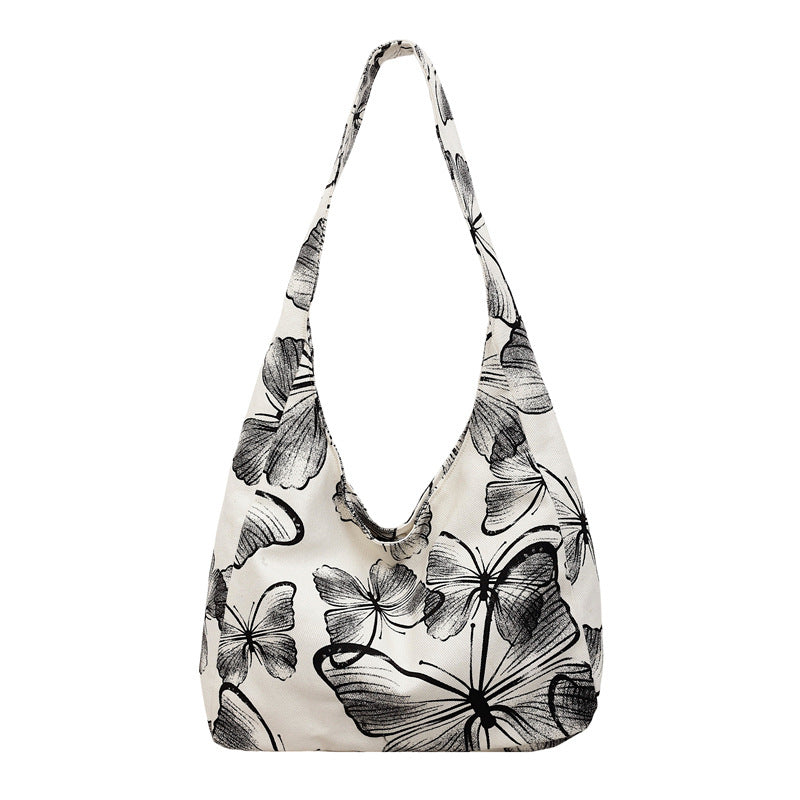 Butterfly Square Polyester Shoulder Bag For Women With Single Shoulder Strap And Large Capacity