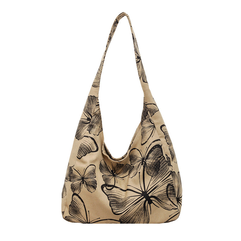 Butterfly Square Polyester Shoulder Bag For Women With Single Shoulder Strap And Large Capacity
