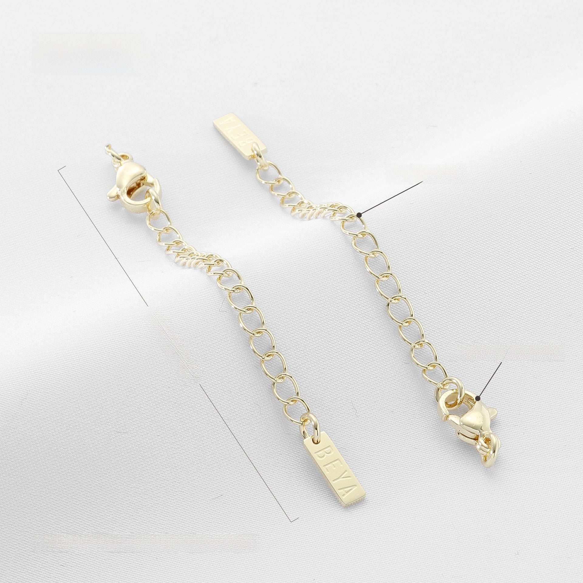 14k Gold Filled Extension Chain With Lobster Trigger Clasp Closure, Electroplated, Featuring Lines Pattern, 1 Piece