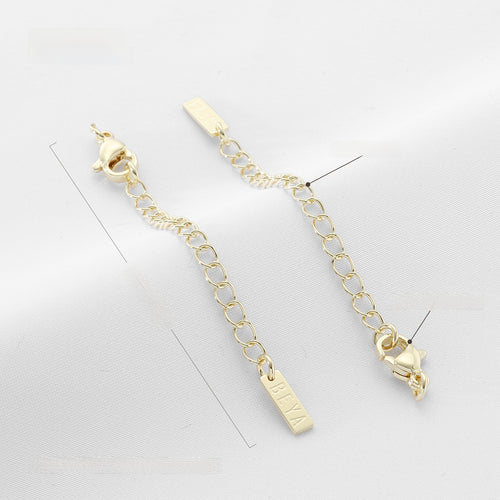 14k Gold Filled Extension Chain With Lobster Trigger Clasp Closure, Electroplated, Featuring Lines Pattern, 1 Piece