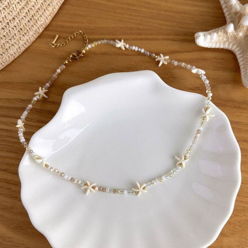 Electroplated Alloy Shell Beaded Necklace For Women, Perfect For Daily Wear