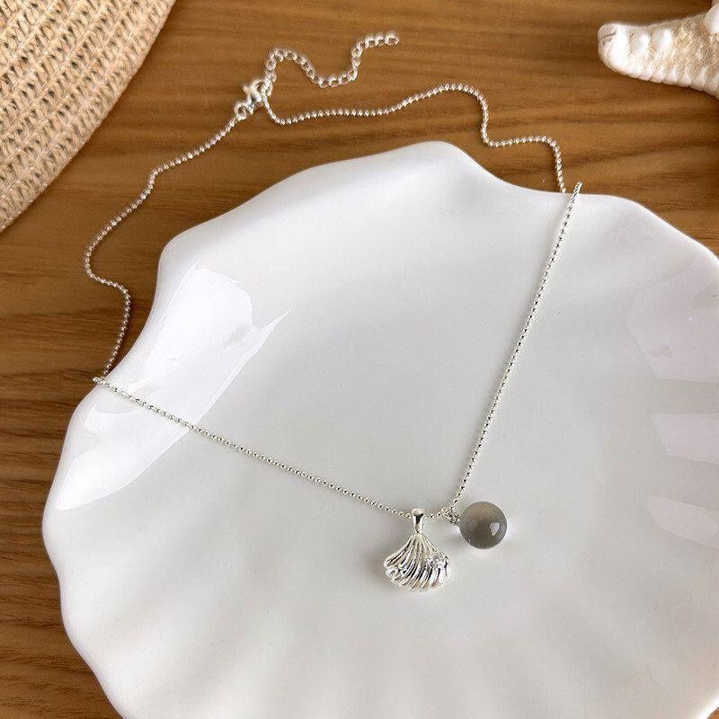 Electroplated Alloy Shell Beaded Necklace For Women, Perfect For Daily Wear