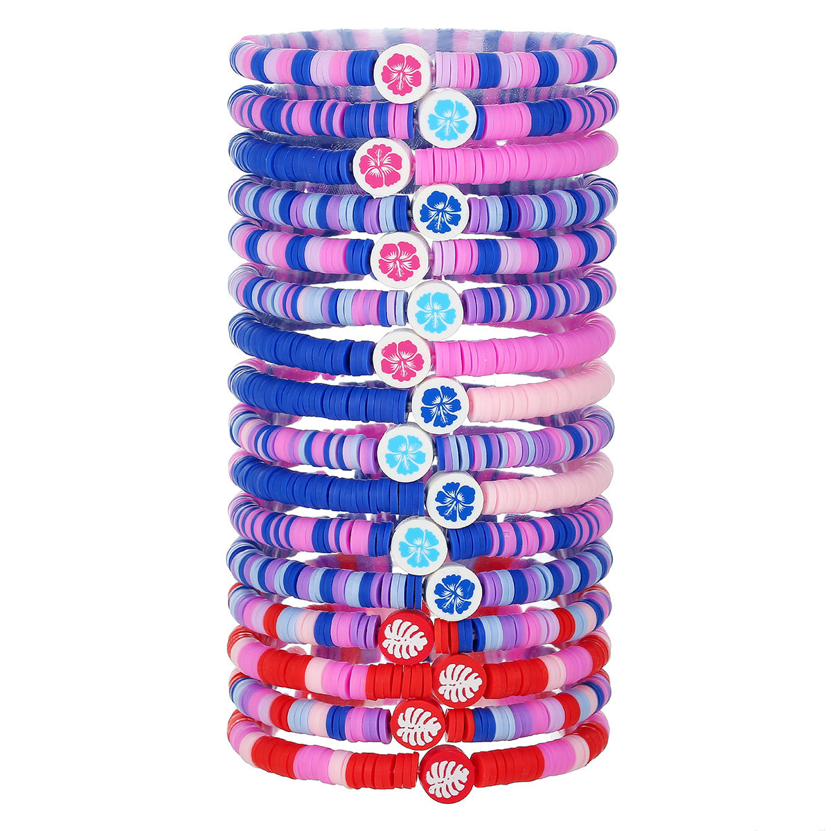 Geometric Beaded Bracelet In Multicolor Soft Clay, Unisex Design Suitable For Business Occasions