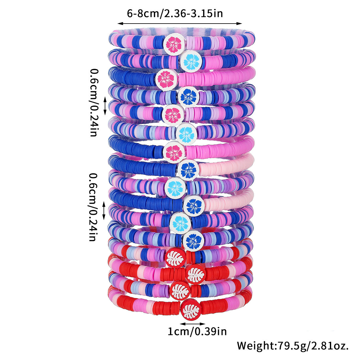 Geometric Beaded Bracelet In Multicolor Soft Clay, Unisex Design Suitable For Business Occasions