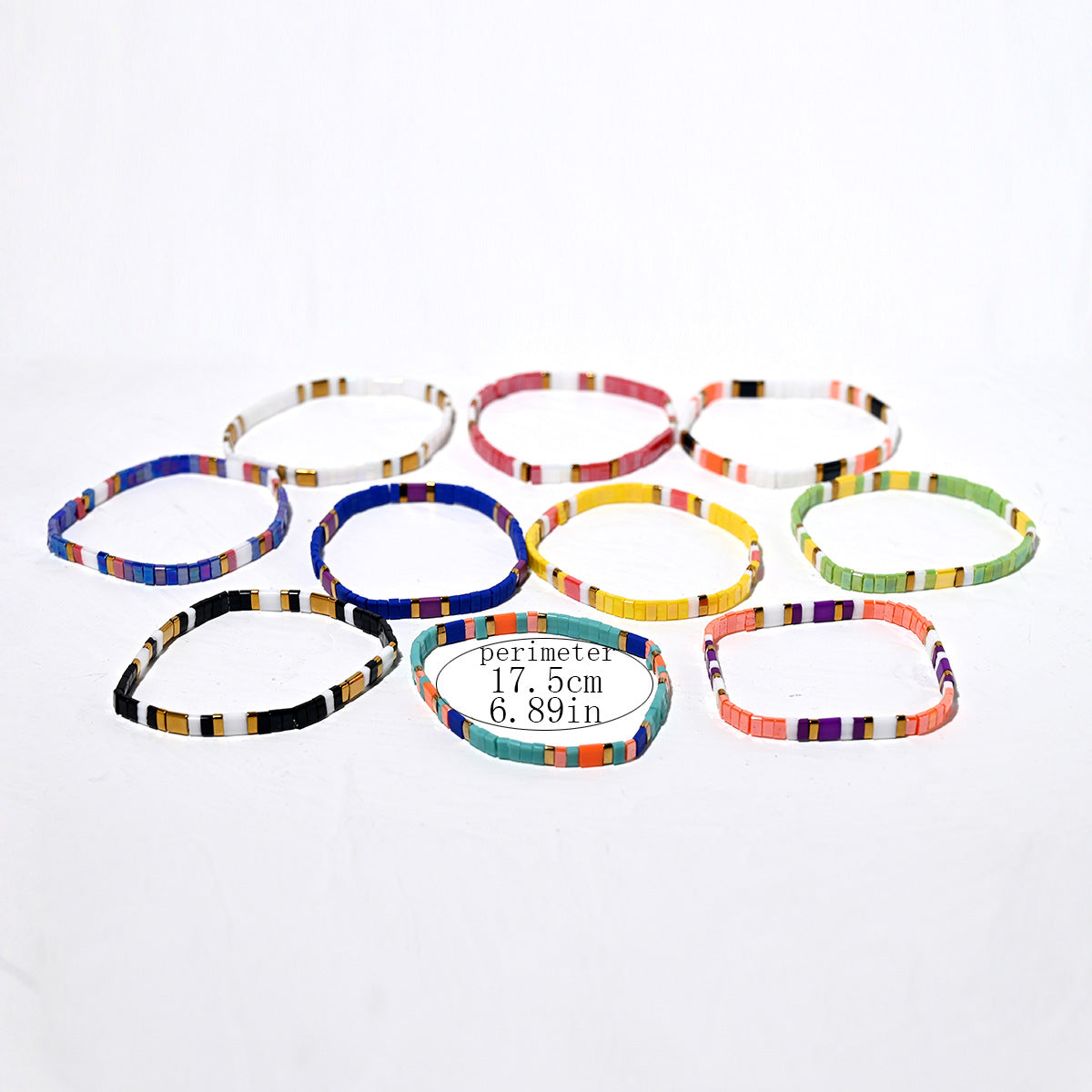 Ethnic Style Quadrilateral Beaded Bracelet For Women In Glass Color Featuring Glass Inlay Material