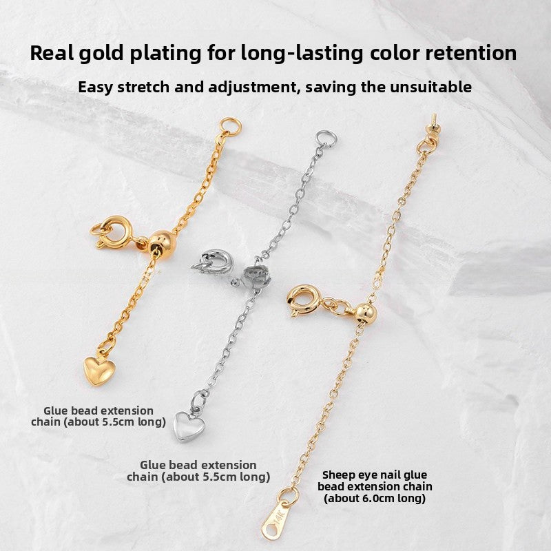 1 PCS Copper Extension Chain With 18K Real Gold Plated Electroplated Finish In Gold For Jewelry Accessories