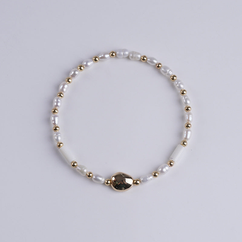 Handmade Freshwater Pearl Bangle Bracelet In Baroque Style For Women Featuring Baroque Pearl Shape