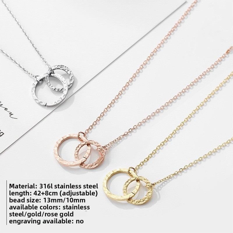 Geometric Double Layer Necklaces For Women, 304 Stainless Steel Steel Color With Electroplated Finish And Thin Chain