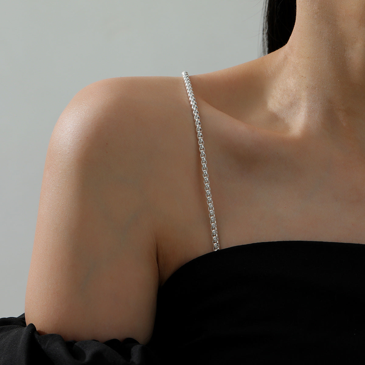 Handmade Marine Style Body Chain For Women In Solid Color Featuring White K Plated Copper Material, 1 Pair