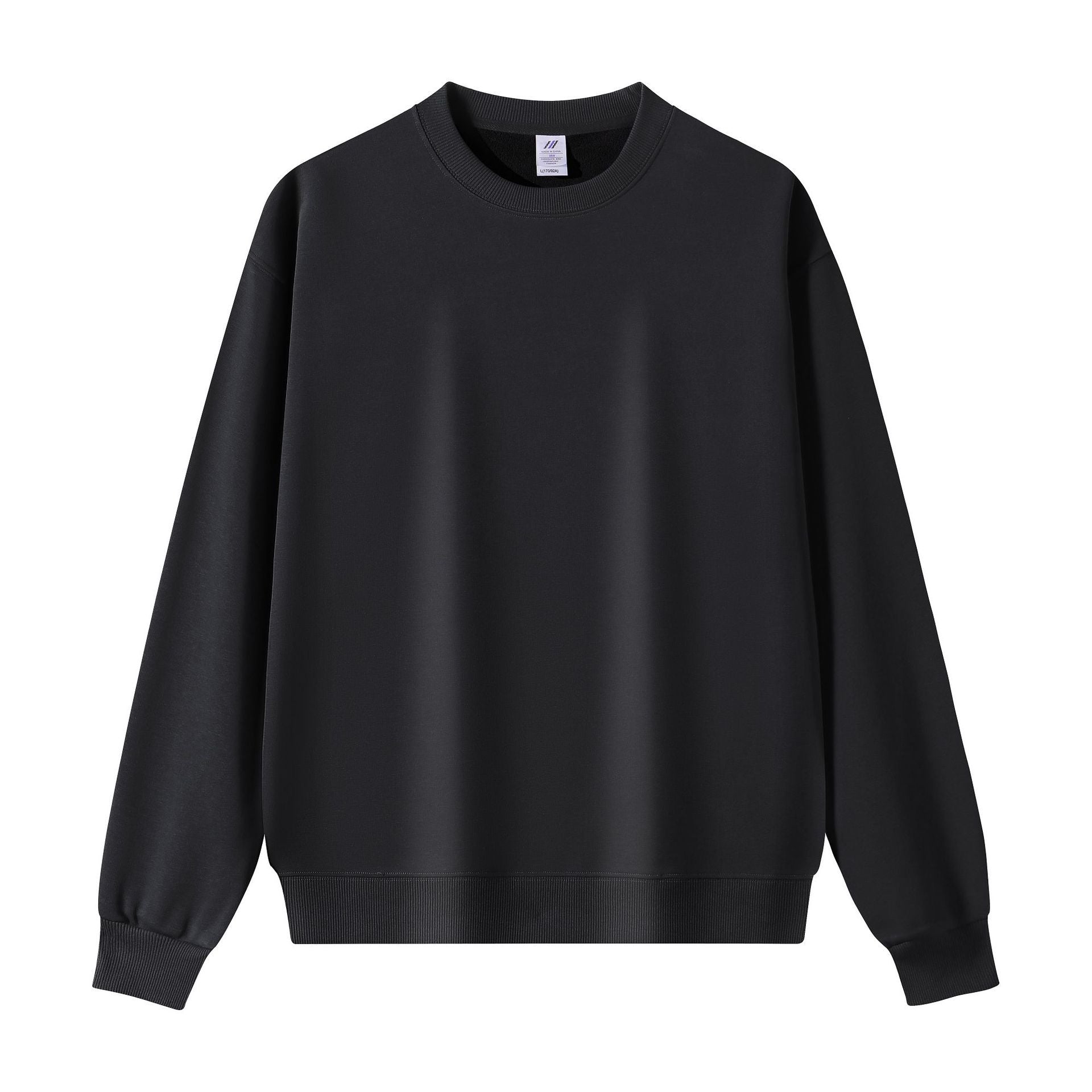 Men's Casual Solid Color Hoodie With Long Sleeve In Dyed Black Cotton Blends
