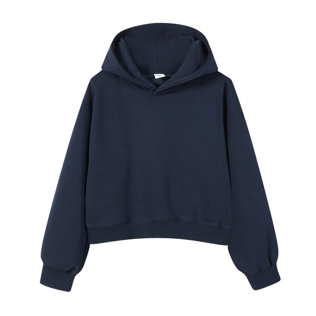 Men's Navy Blue Solid Color Hoodie With Long Sleeve In Cotton Blends Featuring Zipper Closure