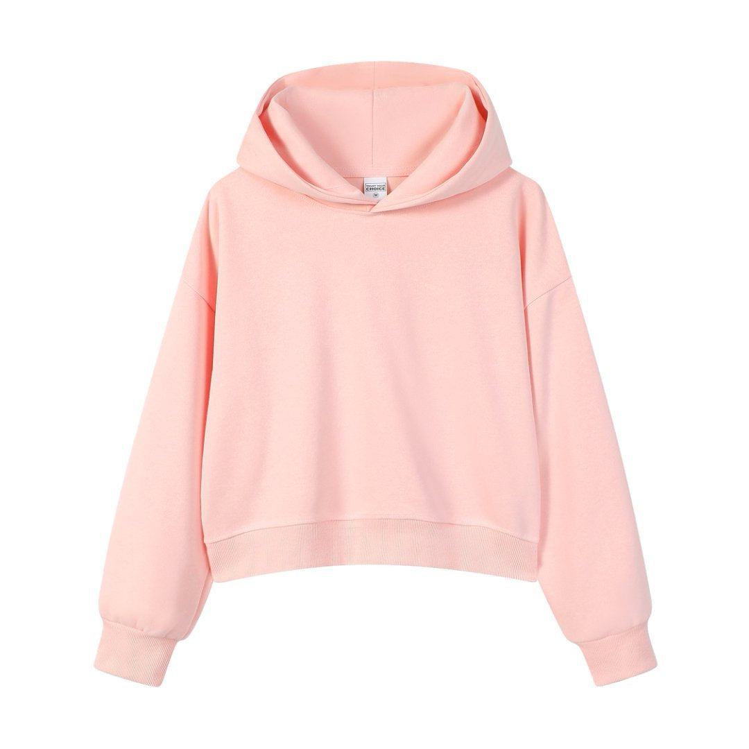 Men's Solid Color Apricot Hoodie With Long Sleeve In Cotton Blends Fabric