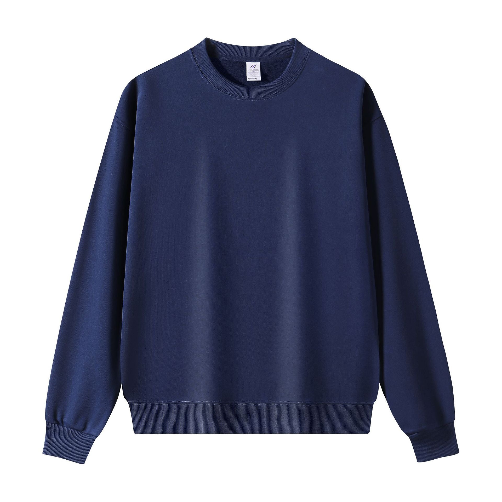 Men's Casual Solid Color Hoodie With Long Sleeve In Dyed Black Cotton Blends