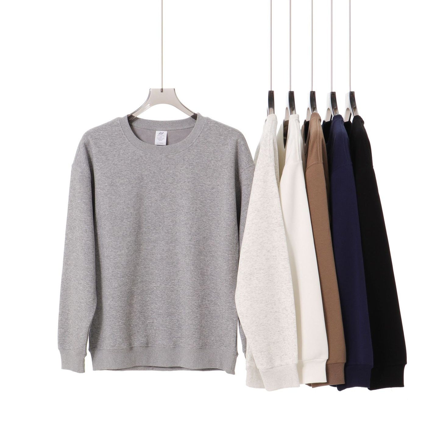 Men's Casual Solid Color Hoodie With Long Sleeve In Dyed Black Cotton Blends