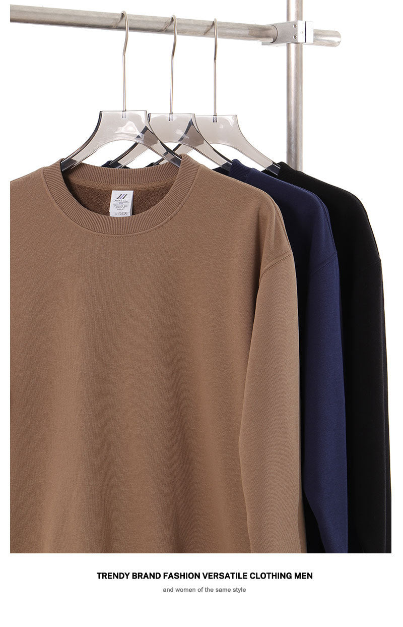 Men's Casual Solid Color Hoodie With Long Sleeve In Dyed Black Cotton Blends