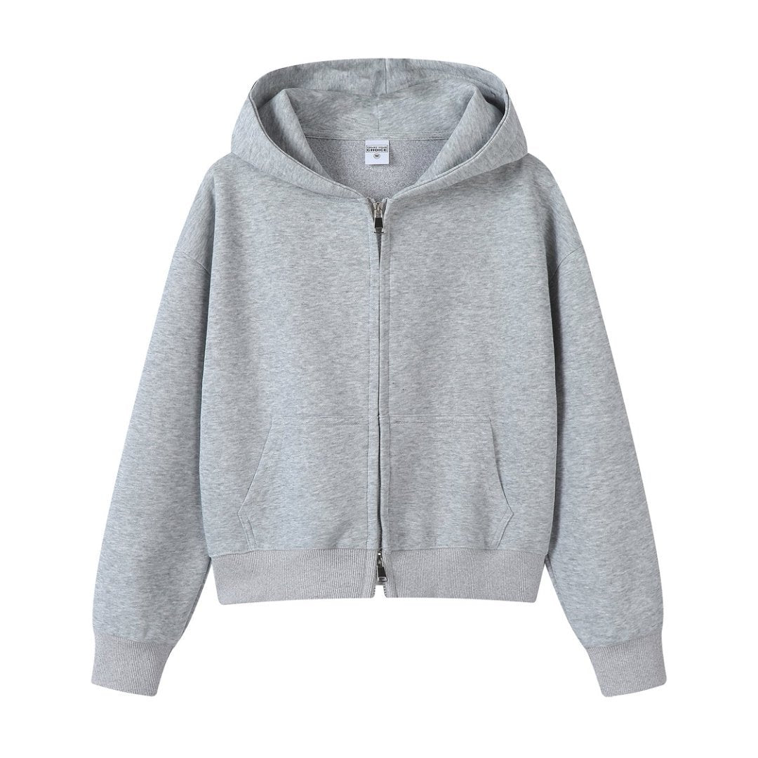 Men's Navy Blue Solid Color Hoodie With Long Sleeve In Cotton Blends Featuring Zipper Closure