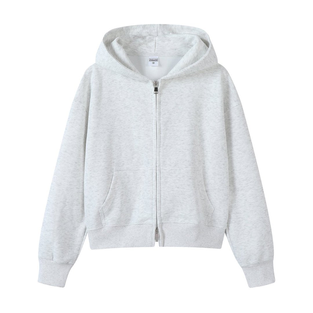 Men's Navy Blue Solid Color Hoodie With Long Sleeve In Cotton Blends Featuring Zipper Closure