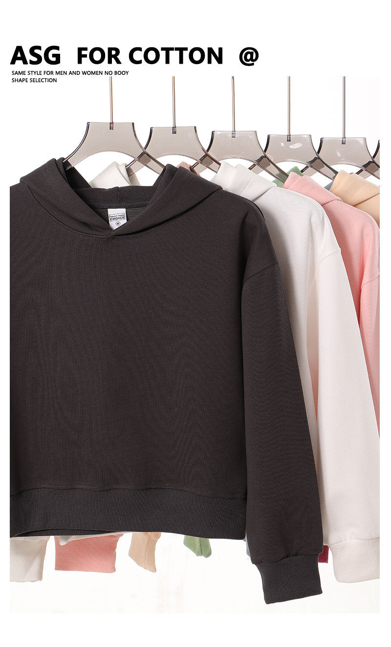 Men's Solid Color Apricot Hoodie With Long Sleeve In Cotton Blends Fabric