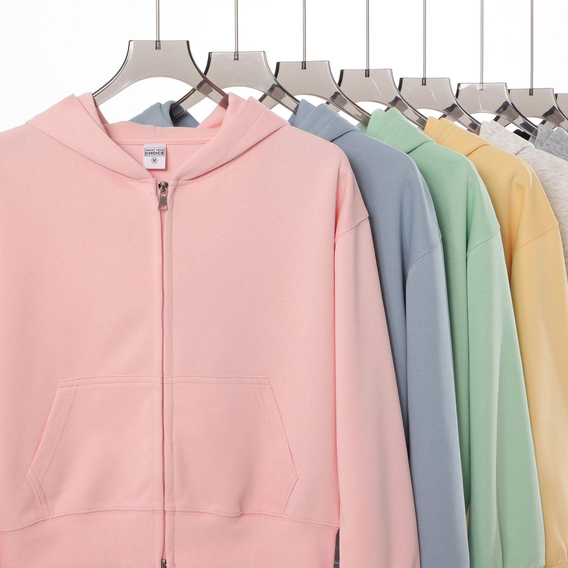 Men's Solid Color Apricot Hoodie With Long Sleeve In Cotton Blends Fabric