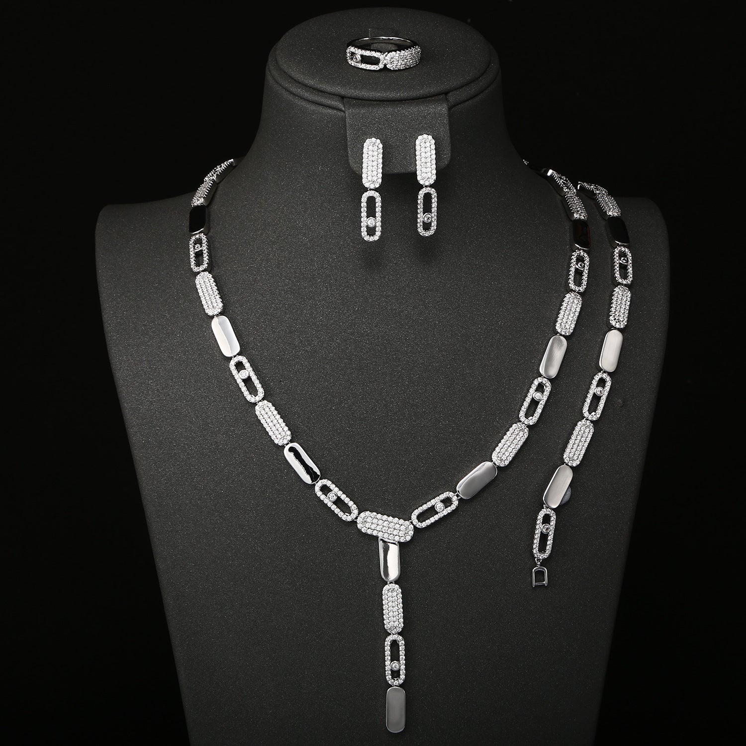 Bohemian Geometric Jewelry Set For Unisex, Electroplated Copper With Elegant Design, 1 Set