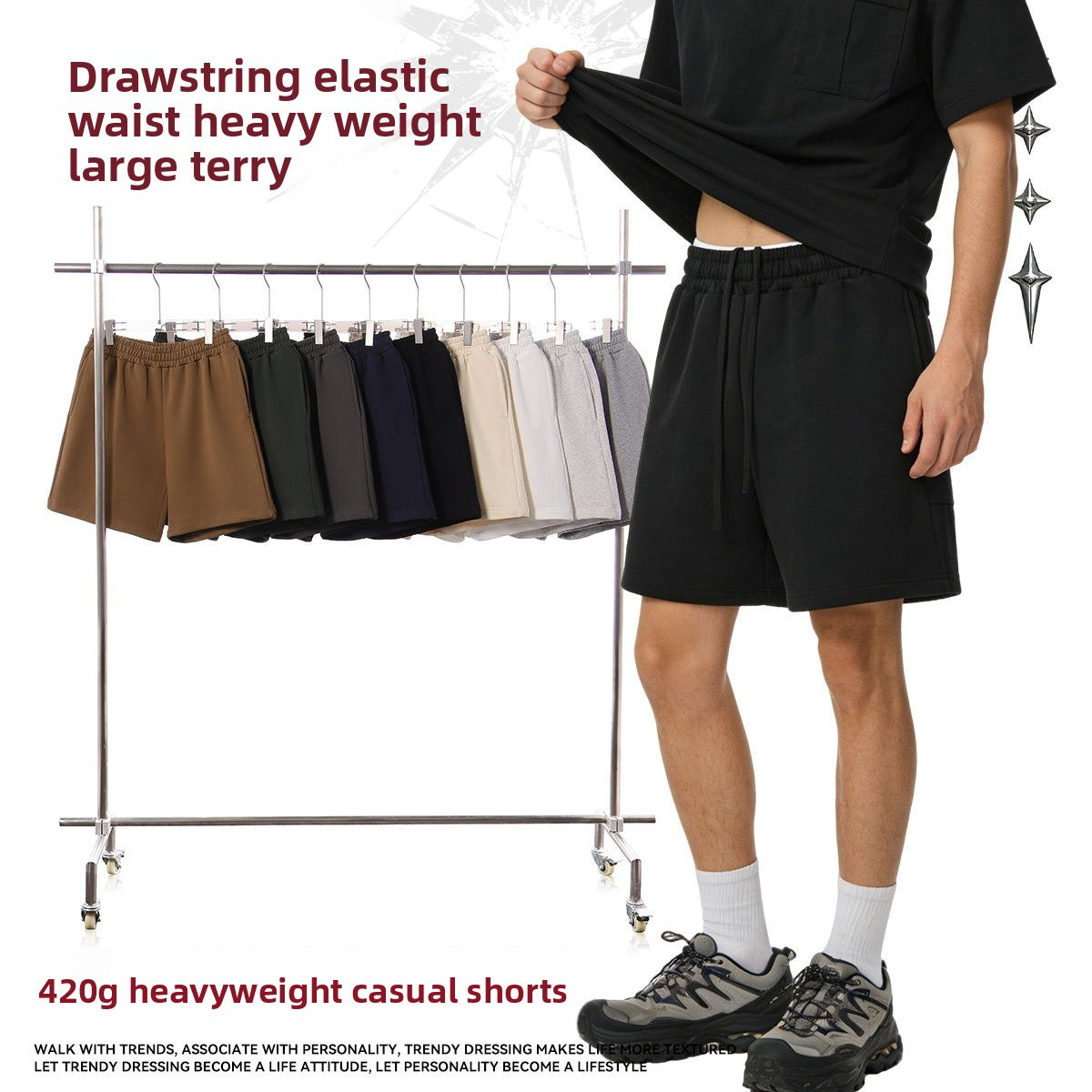Men's Sport Baggy Shorts In Navy Blue For Fitness, Made With Over 70% Cotton Fabric