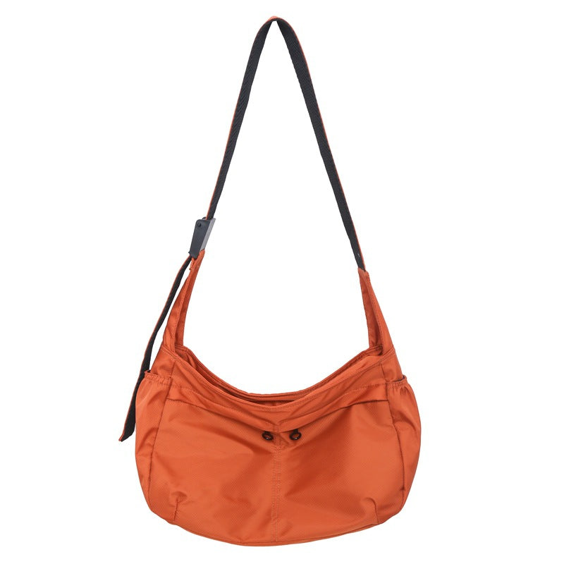 Men's Nylon Dumpling Shape Tote Bag With Sewing Thread And Portable Sling Strap
