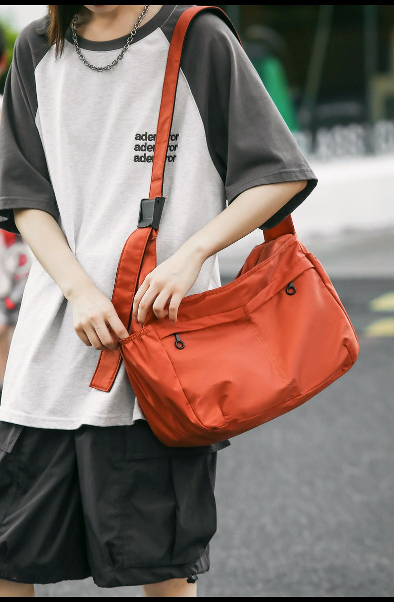 Men's Nylon Dumpling Shape Tote Bag With Sewing Thread And Portable Sling Strap