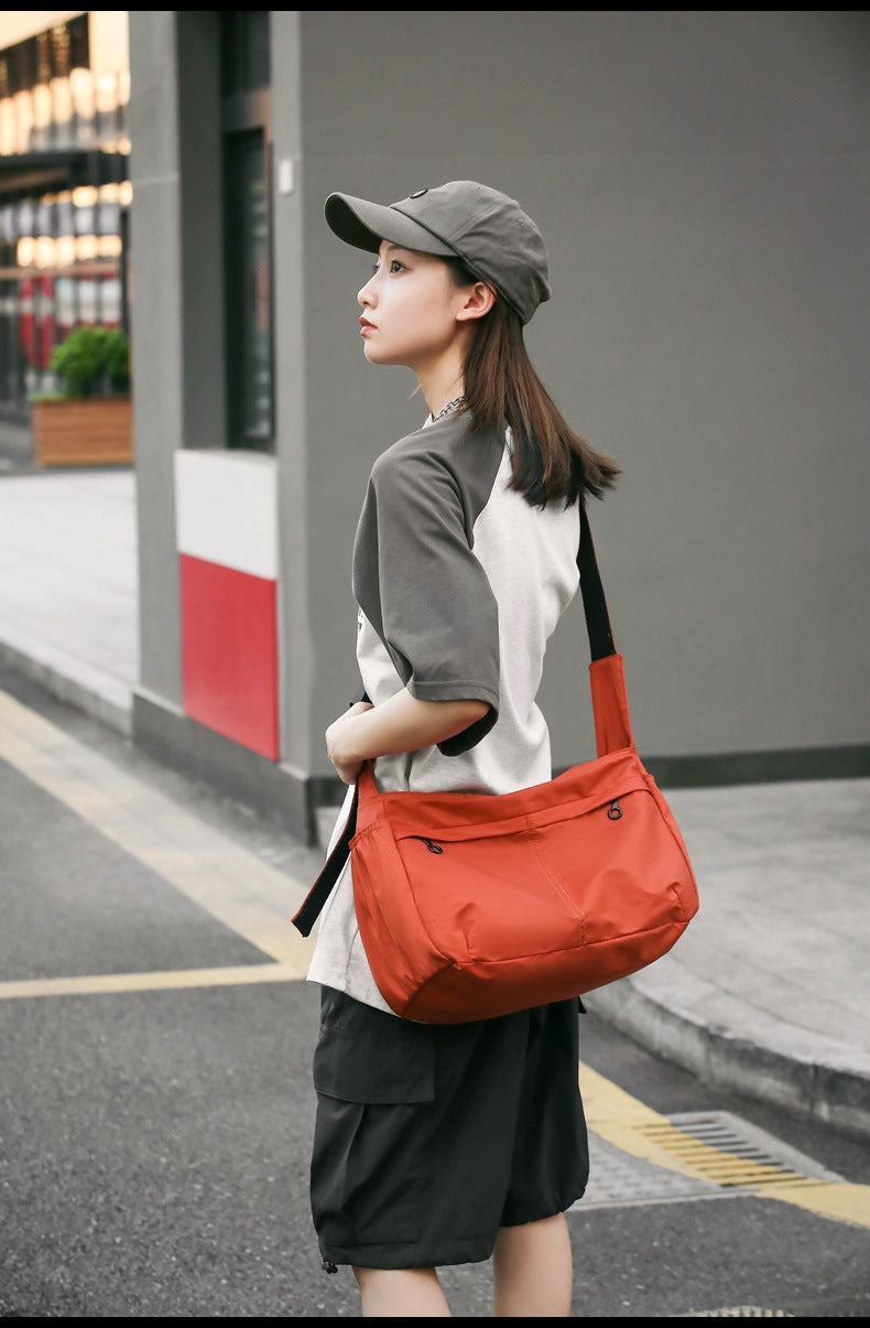 Men's Nylon Dumpling Shape Tote Bag With Sewing Thread And Portable Sling Strap