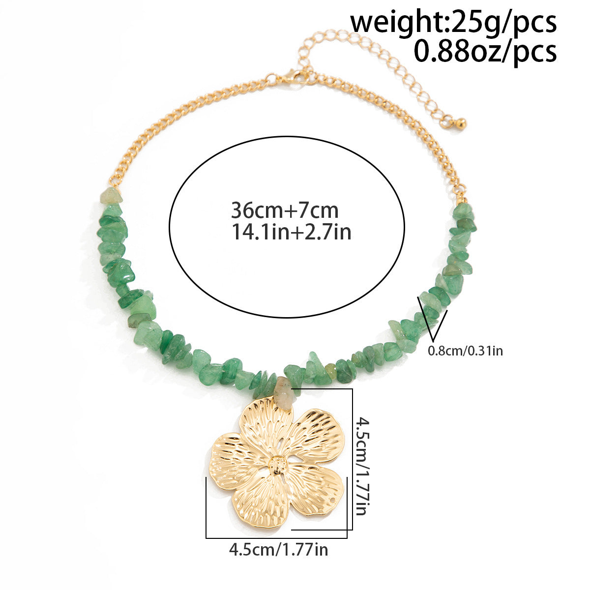 Asymmetrical Flowers Necklace For Women With Ferroalloy Chain And Alloy Pendant In Gold