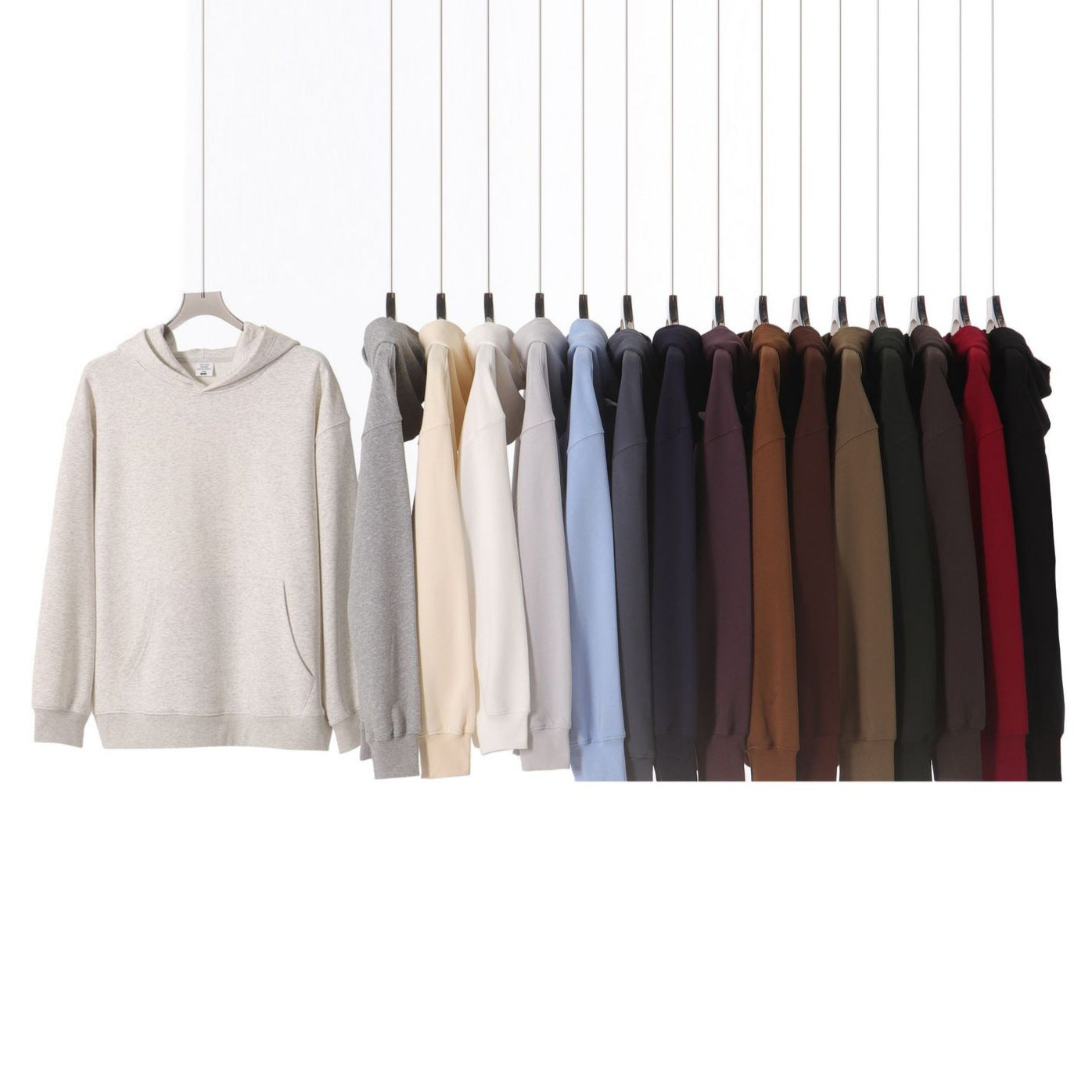 Men's Solid Color Dyed Black Cotton Long Sleeve Hoodie