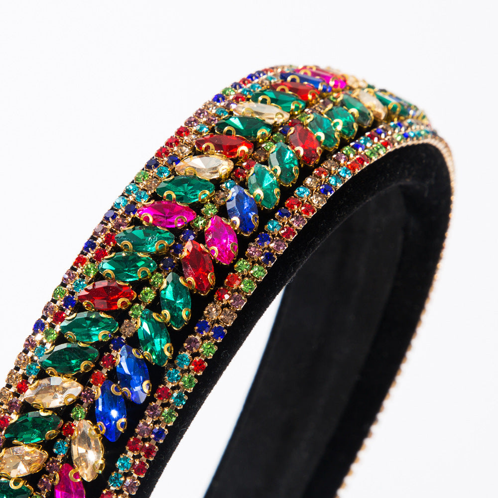 Ethnic Style Tassel Jewelry Headband For Women In Velvet Cloth With Rhinestones