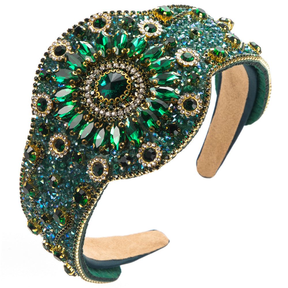 Baroque Style Jewelry Headband For Women With Rhinestones In Coffer Color